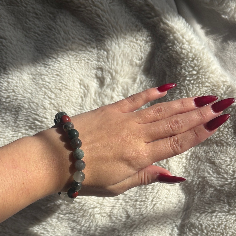 Bloodstone Crystal Bracelet 7” | Natural Stones | Grounding Magic | Raw Elegance